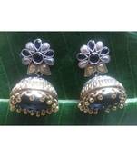 Oxidised Silver Plated Blue Colour Jhumkas