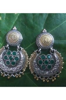 Gold Plated Green Colour Ear Drops