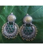 Gold Plated Green Colour Ear Drops