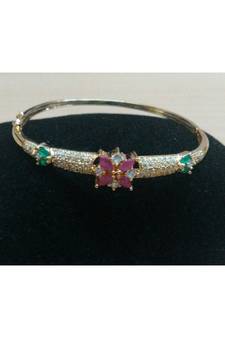 Ruby , Embrolled And White Stone Bracelet