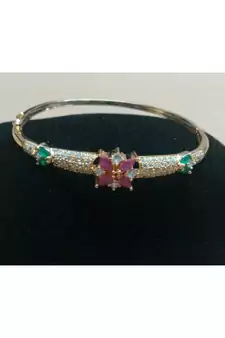 Ruby , Embrolled And White Stone Bracelet