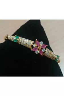 Ruby , Embrolled And White Stone Bracelet