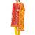 Red woven banarasi unstitched salwar with dupatta