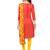 Red woven banarasi unstitched salwar with dupatta