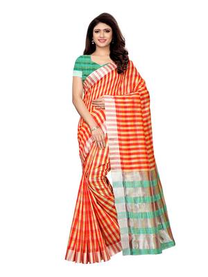 Multicolor woven cotton silk saree with blouse 1