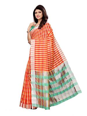 Multicolor woven cotton silk saree with blouse 2