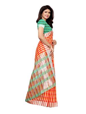 Multicolor woven cotton silk saree with blouse 3