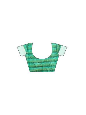 Multicolor woven cotton silk saree with blouse 5