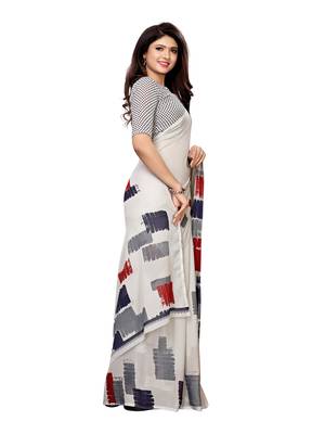 Grey Printed Georgette Saree With Blouse 3