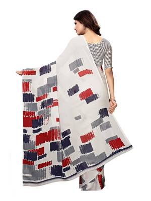 Grey Printed Georgette Saree With Blouse 4