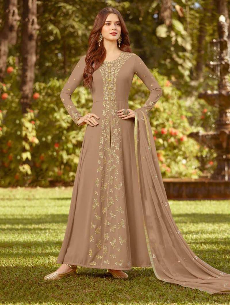 tan brown color dress Light Brown Appliques Tulle Prom Dresses main image 0