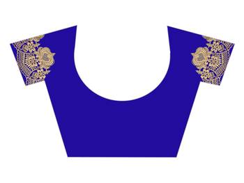 Blue embroidered silk saree with blouse 4