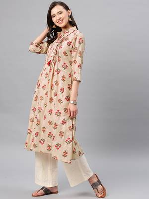 Beige hand woven cotton ethnic-kurtis 4
