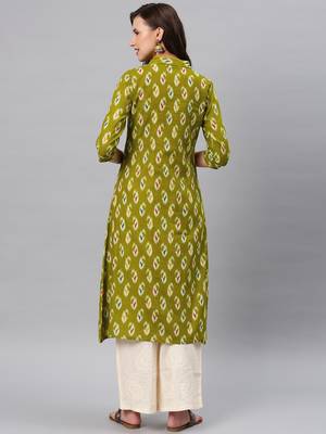 Green hand woven cotton ethnic-kurtis 3