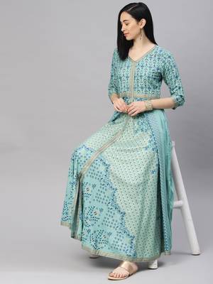 Emerald printed viscose rayon ethnic-kurtis 1