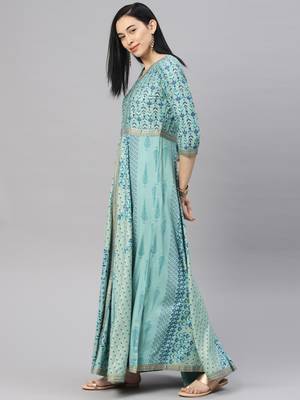 Emerald printed viscose rayon ethnic-kurtis 4