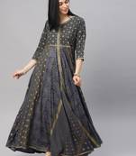 Grey printed viscose rayon ethnic-kurtis