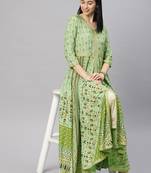 Green printed viscose rayon ethnic-kurtis