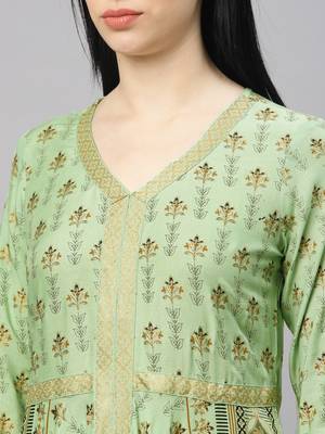 Green printed viscose rayon ethnic-kurtis 2