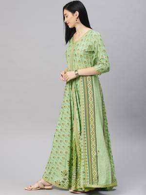 Green printed viscose rayon ethnic-kurtis 4