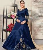 Mulberry Silk Designer Royal Blue Anarkali Suit