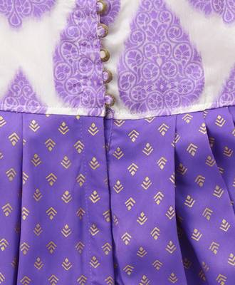 Purple printed polyester kids jumpsuit 3