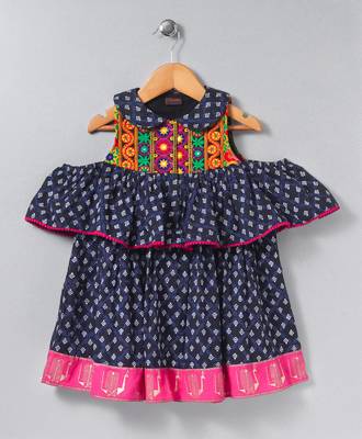 Blue printed polyester kids tops 1