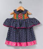 Blue printed polyester kids tops