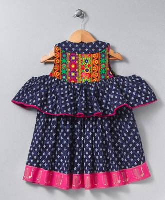 Blue printed polyester kids tops 2