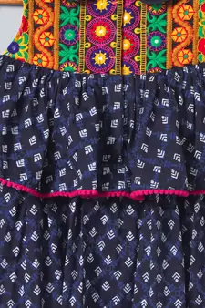 Blue printed polyester kids tops