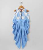 Blue printed polyester kids jumpsuit