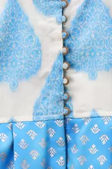 Blue printed polyester kids jumpsuit