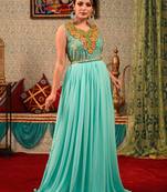 Green Embroidered Georgette Islamic Kaftans