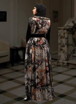 Black Embroidered Crepe Islamic Kaftans 3
