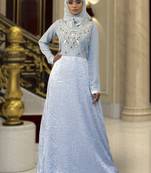 Grey Embroidered Brasso Islamic Kaftans