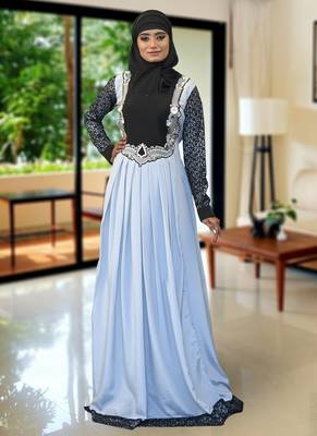 Grey Embroidered Brasso Islamic Kaftans 1