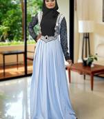 Grey Embroidered Brasso Islamic Kaftans