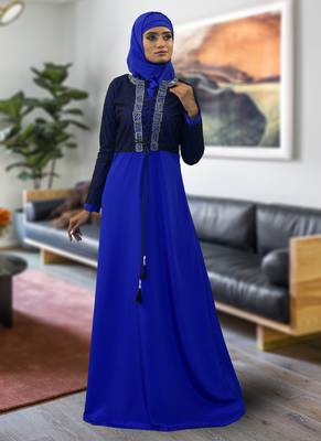 Blue Embroidered Crepe Islamic Kaftans 1