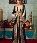 Blue Embroidered Brasso Islamic Kaftans