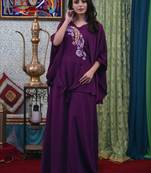 Violet Embroidered Crepe Islamic Kaftans