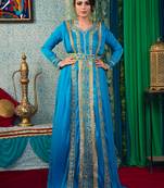 Blue Embroidered Crepe Islamic Kaftans