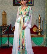 Green Embroidered Silk Blend Islamic Kaftans