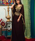 Brown Embroidered Georgette Islamic Kaftans