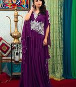 Purple Embroidered Georgette Islamic Kaftans