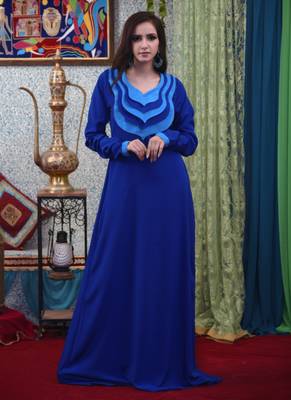 Blue Embroidered Crepe Islamic Kaftans 1