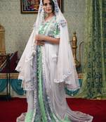 Green Embroidered Silk Blend Islamic Kaftans