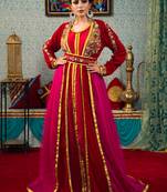 Maroon Embroidered Velvet Islamic Kaftans