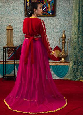Maroon Embroidered Velvet Islamic Kaftans 4