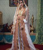 White Embroidered Silk Blend Islamic Kaftans