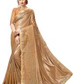 Golden embroidered lycra saree with blouse